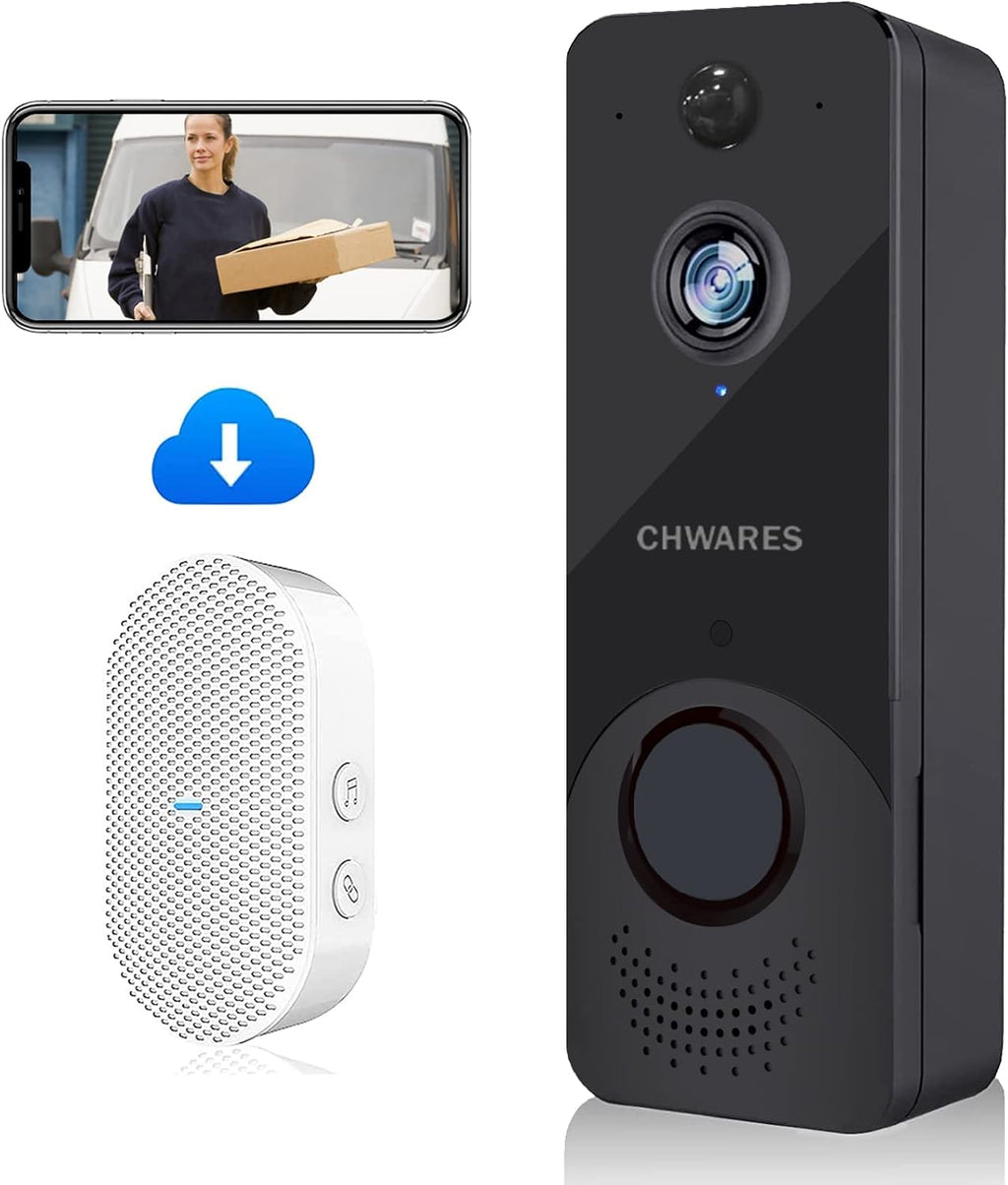 Wireless Video Doorbell Camera with Chime, 1080P HD, 2-Way Audio, Night Vision, Battery Powered W1900