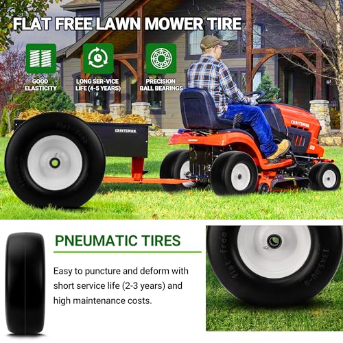 2 PCS 13x5.00-6 Flat Free Tire and Wheel with 3/4" Extra 5/8" Bearings C6805