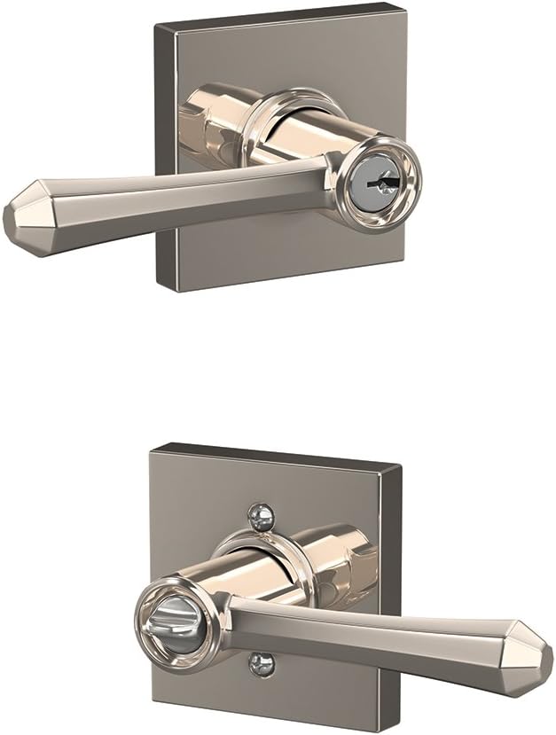 Polished Nickel Keyed Entry Lever Lock, Pack of 2 K688445