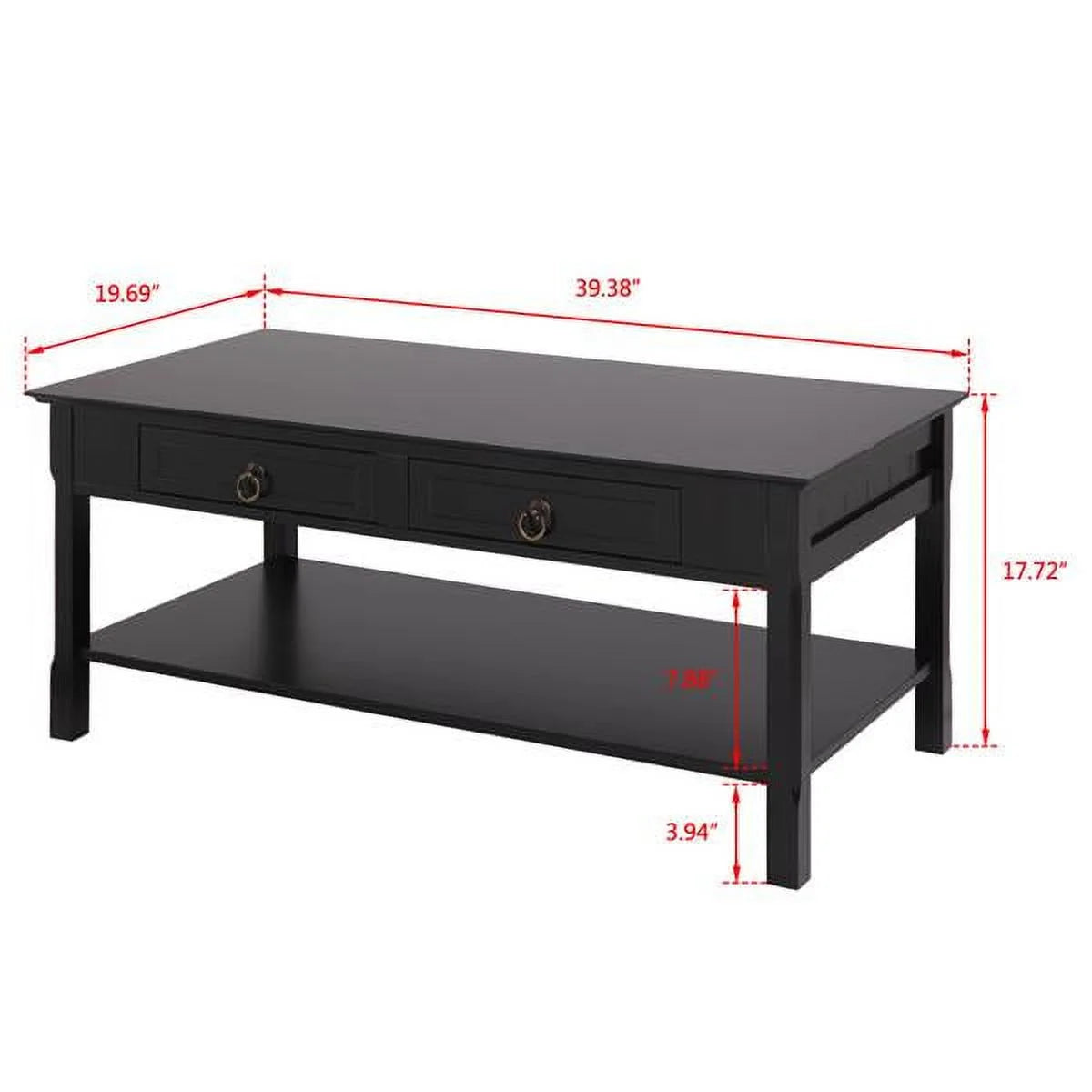 Black Solid Wood Coffee Table U356576