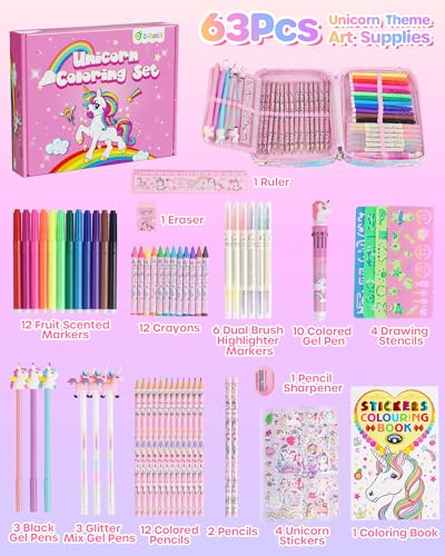63Pcs Coloring Drawing Set with Fruit Scented Markers F305347