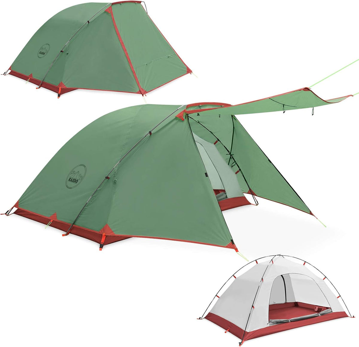 2/4 Person Waterproof Camping Tent with Porch Double Layer G390