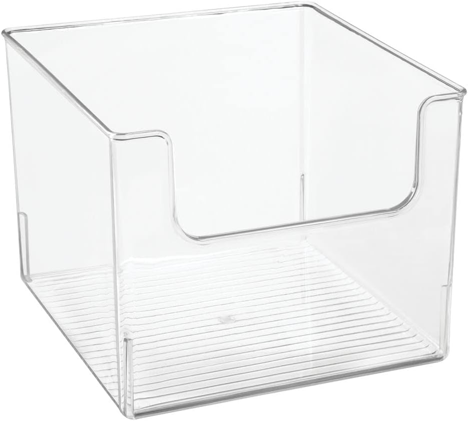 Clear Plastic Open Front Storage Organizer Basket Bin, 8 Pack B25506