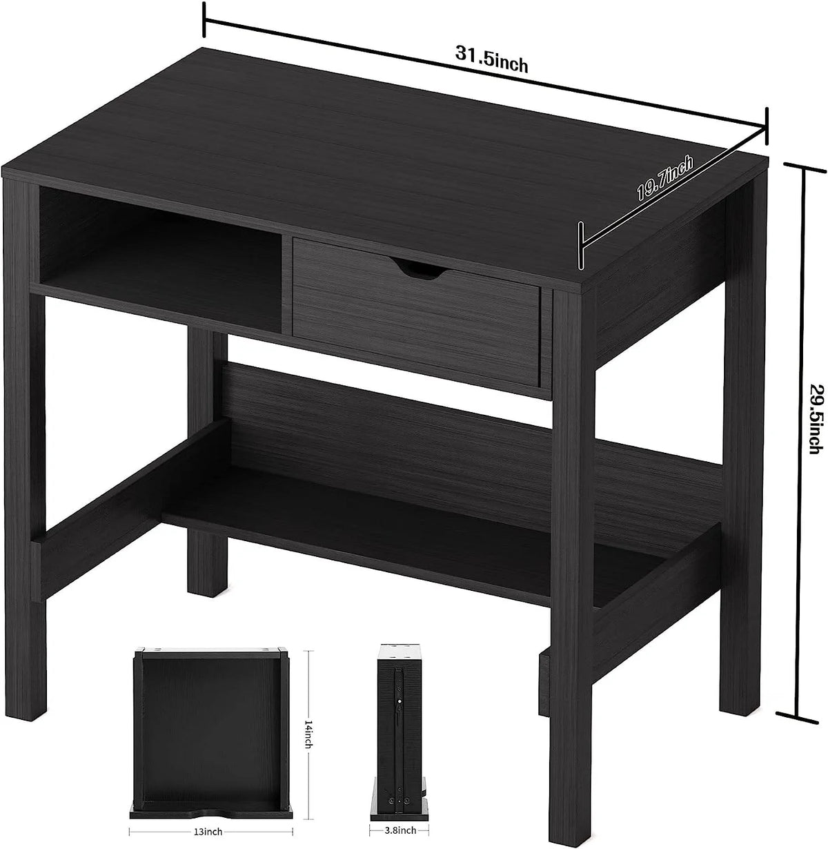 Black 32 inch Computer Desk with Drawers L5650
