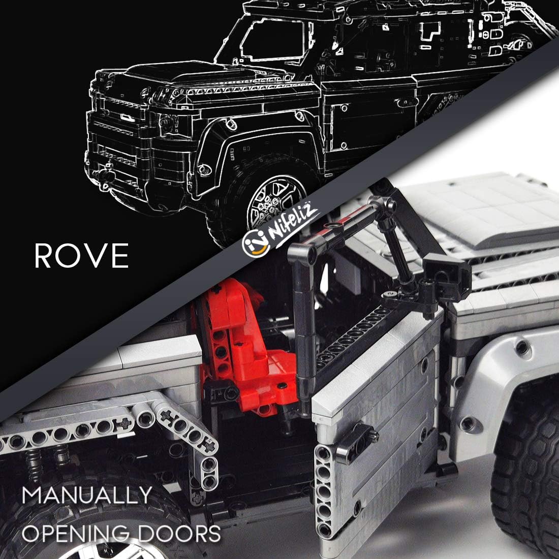 Off-Road Pickup 6X6 MOC Building Kit, 1:9 Scale Truck Model (3288 Pieces) F498