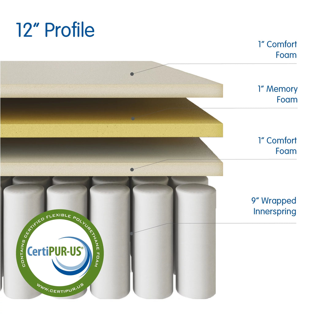 12-Inch Pillow Top Gel Memory Foam Hybrid Mattress, King L9782