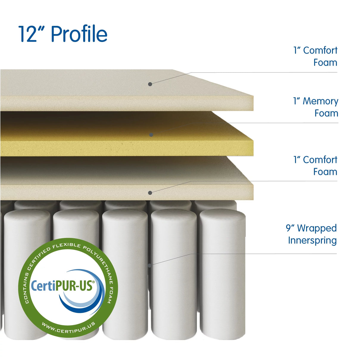 12-Inch Pillow Top Gel Memory Foam Hybrid Mattress, King L9782