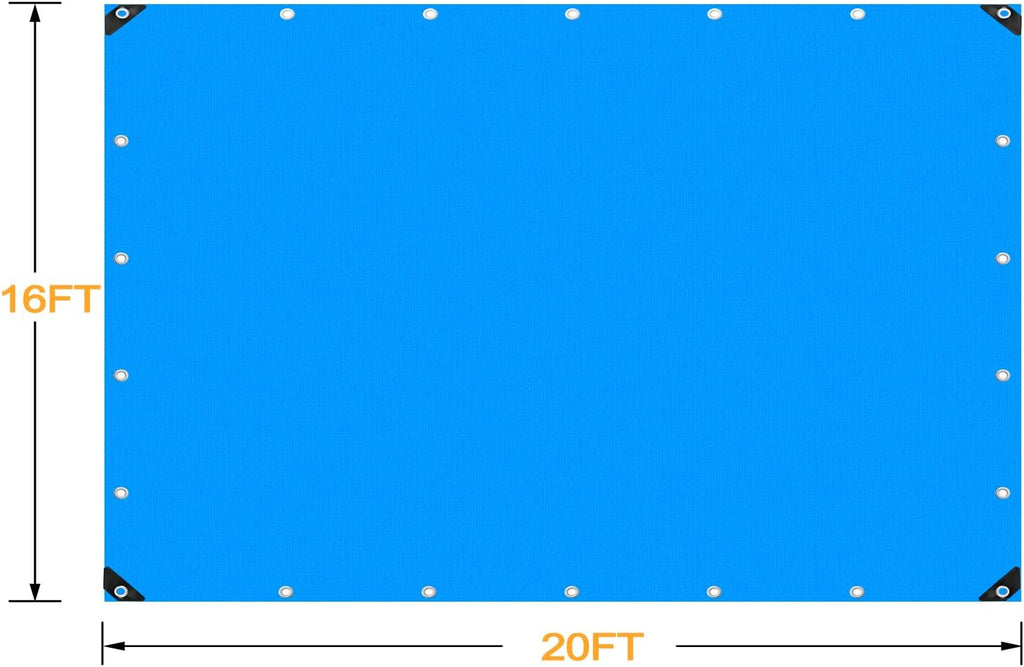 Blue 16x20 Heavy Duty Waterproof Plastic Tarpaulin with Metal Grommets V773172