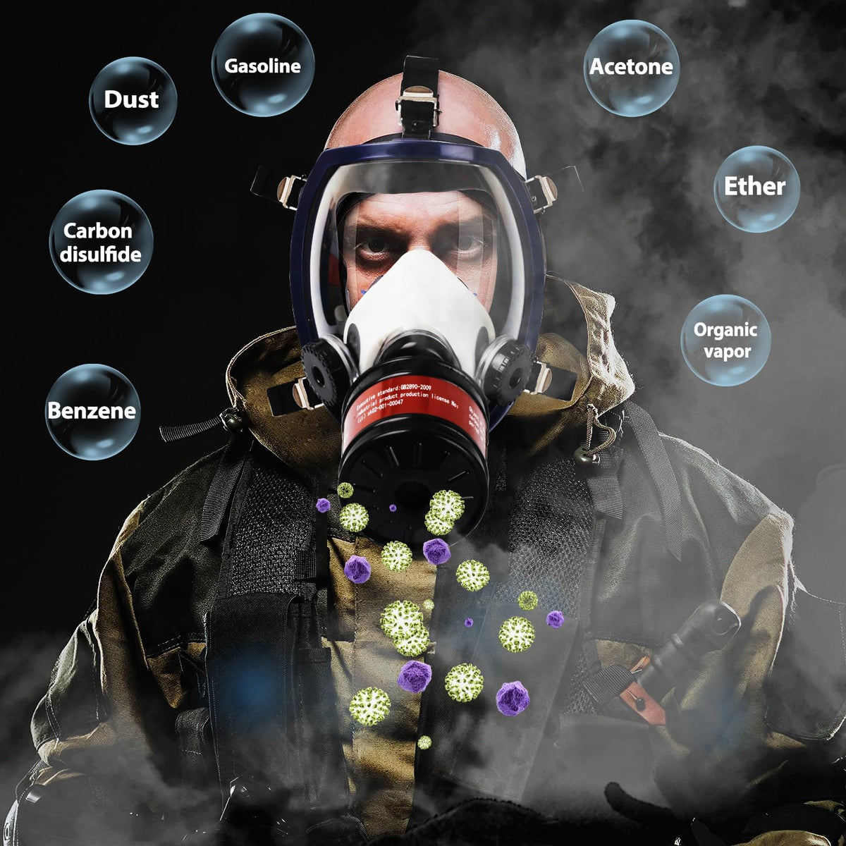 40mm Activated Carbon Filter Tactical Respirator Mask D298208
