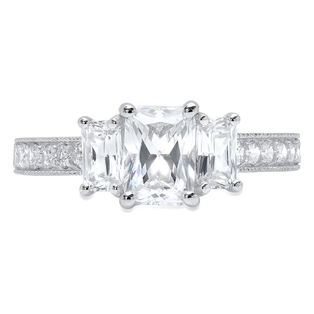 18K White Gold Three-Stone Diamond Engagement Ring X924662