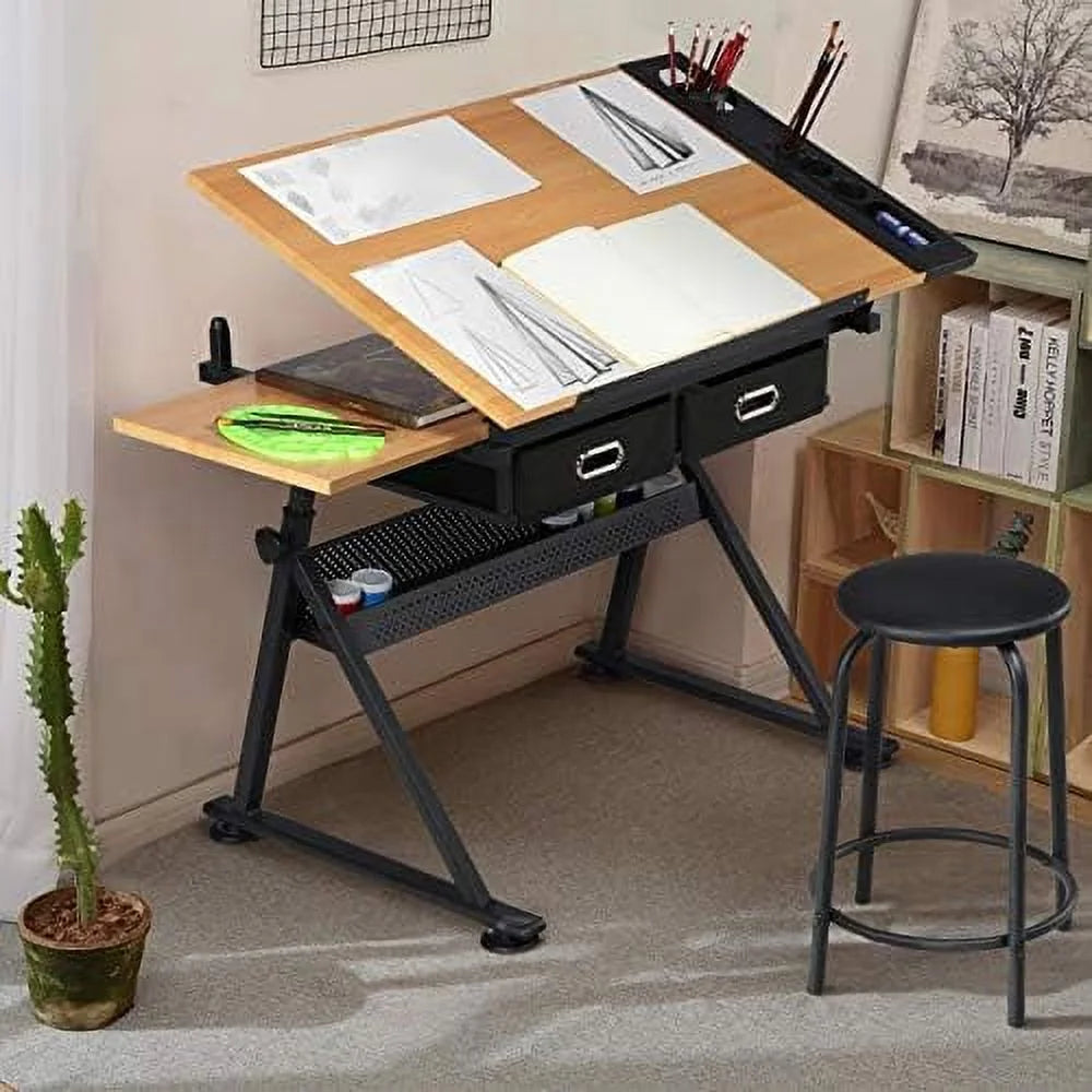 Height Adjustable Drafting Table with Stool M6364