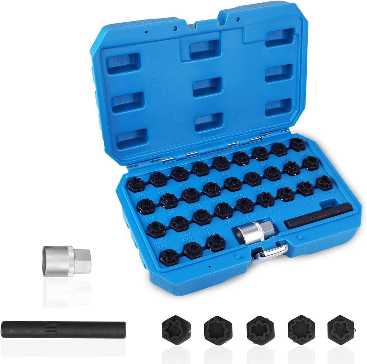 32PCS Automotive Wheel Locks Lug Nuts Socket Set D3088