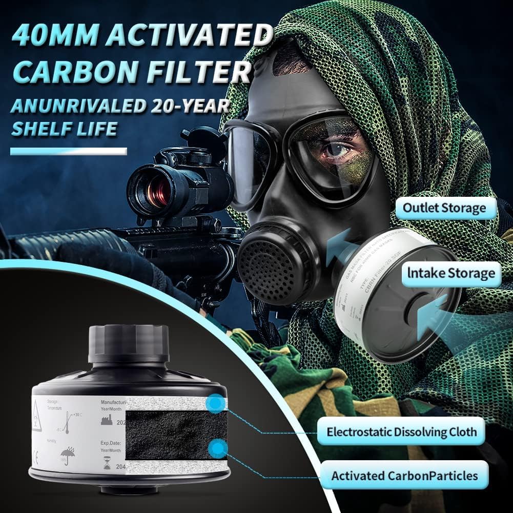 40mm Activated Carbon Filter Tactical Respirator Mask D298208