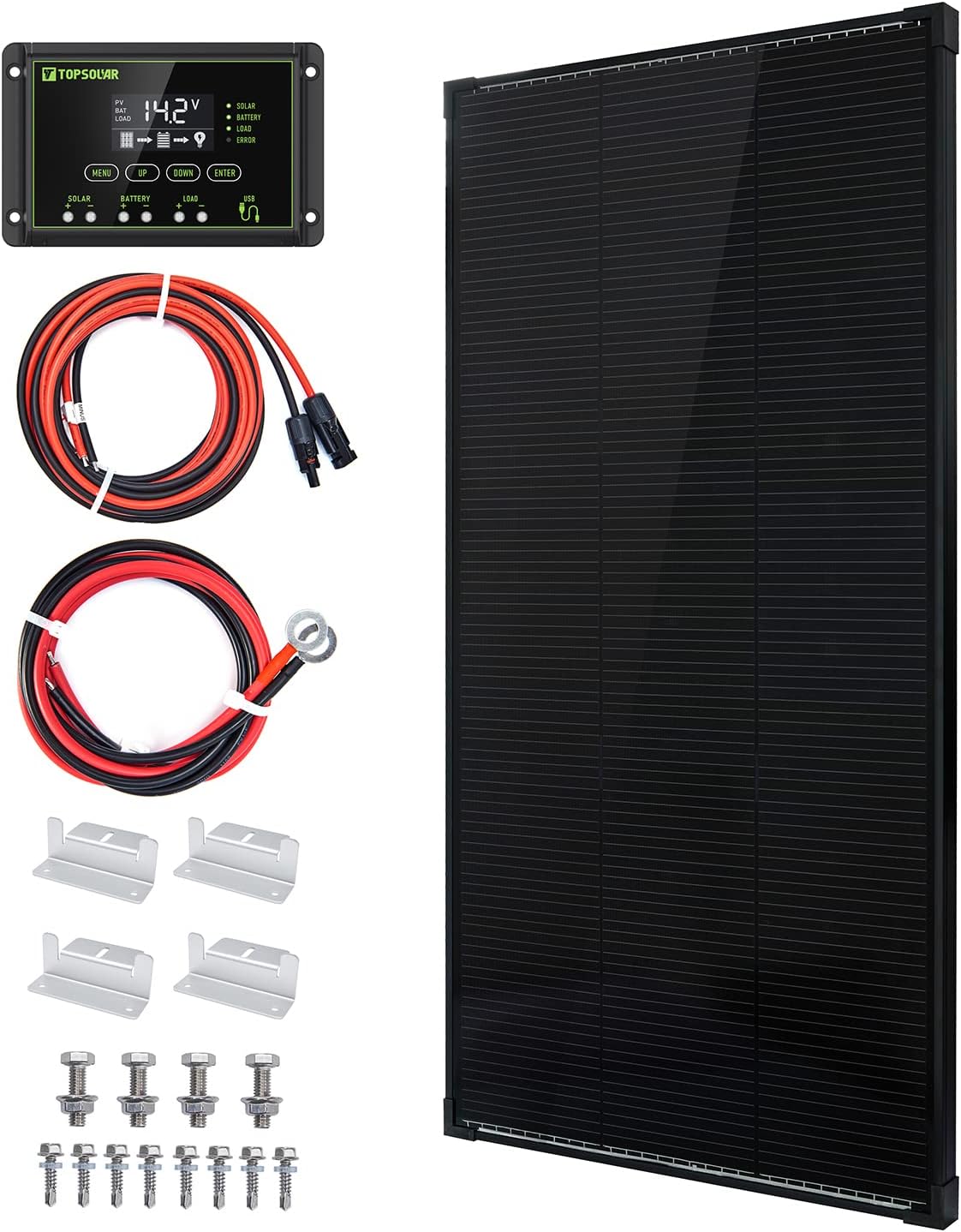 100 Watt 12 Volt Monocrystalline Solar Panel Kit with 20A Charge Controller A4560