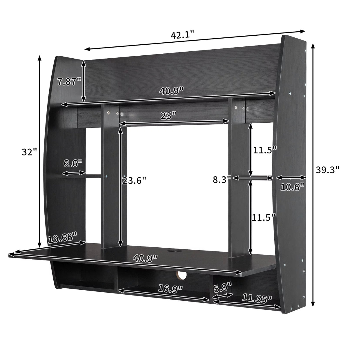 Floating Computer Desk with Storage Shelves I27842