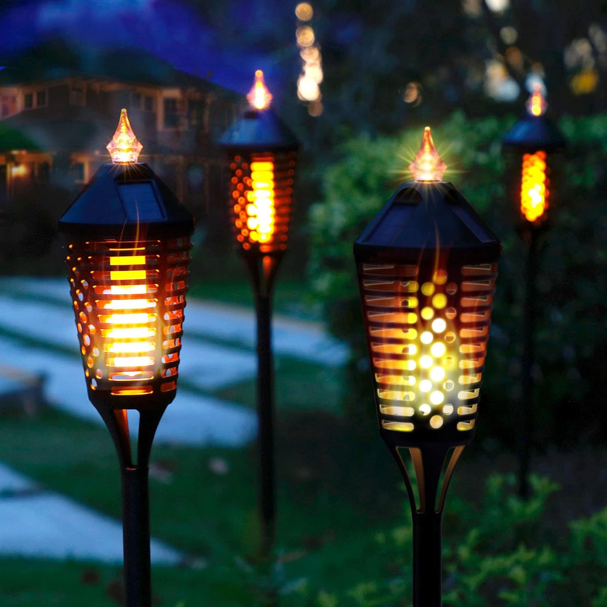 40 Outdoor Waterproof Solar Flame Torch Lights 2Pack S2047
