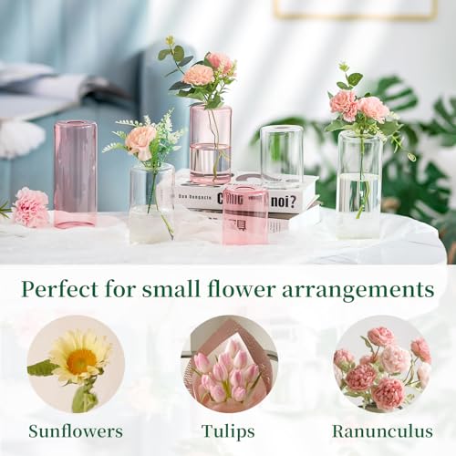 12pcs Pink Glass Bud Vases V302