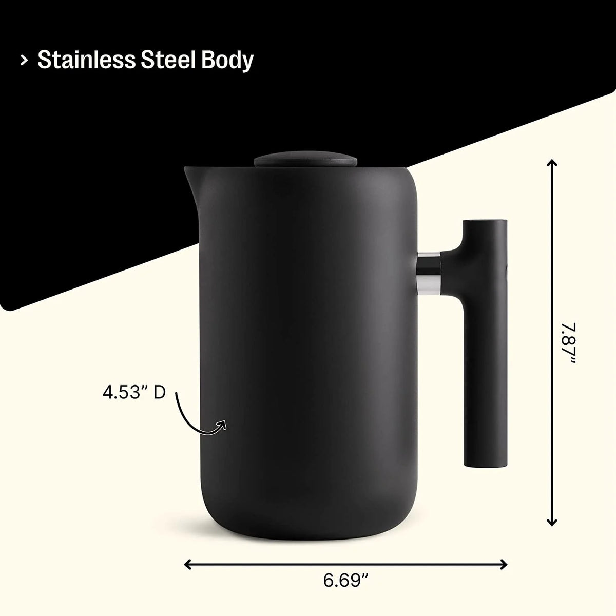 Matte Black 24 oz Stainless Steel French Press Coffee Maker X8453