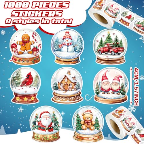 1000pcs Christmas Stickers Roll 1.57 Inch H44976