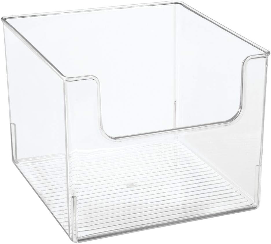 Clear Plastic Open Front Storage Organizer Basket Bin, 8 Pack B25506
