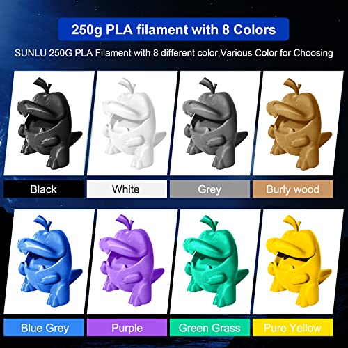 250g PLA Filament 1.75mm 8 Rolls Multicolor I12979