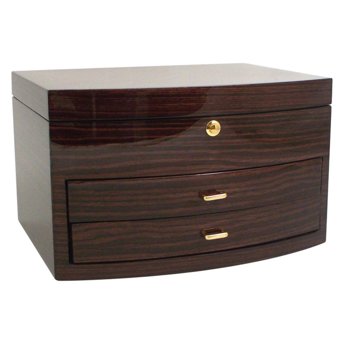 Lacquered Ebony Zebra Wood Jewelry Box H41075