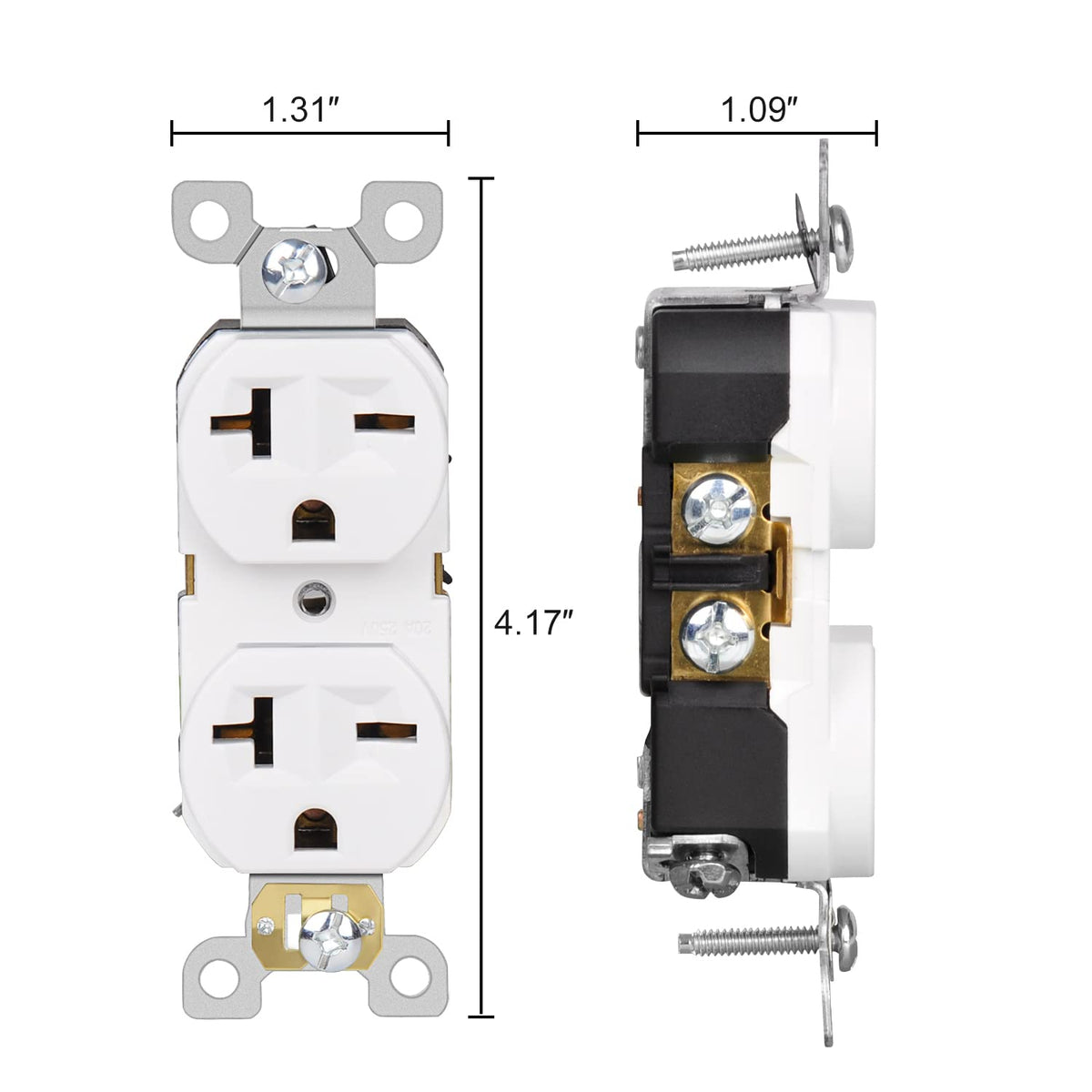 20Amp 250V 2 Pole 3 Wire White 10-Pack Wall Outlet Receptacle W2092