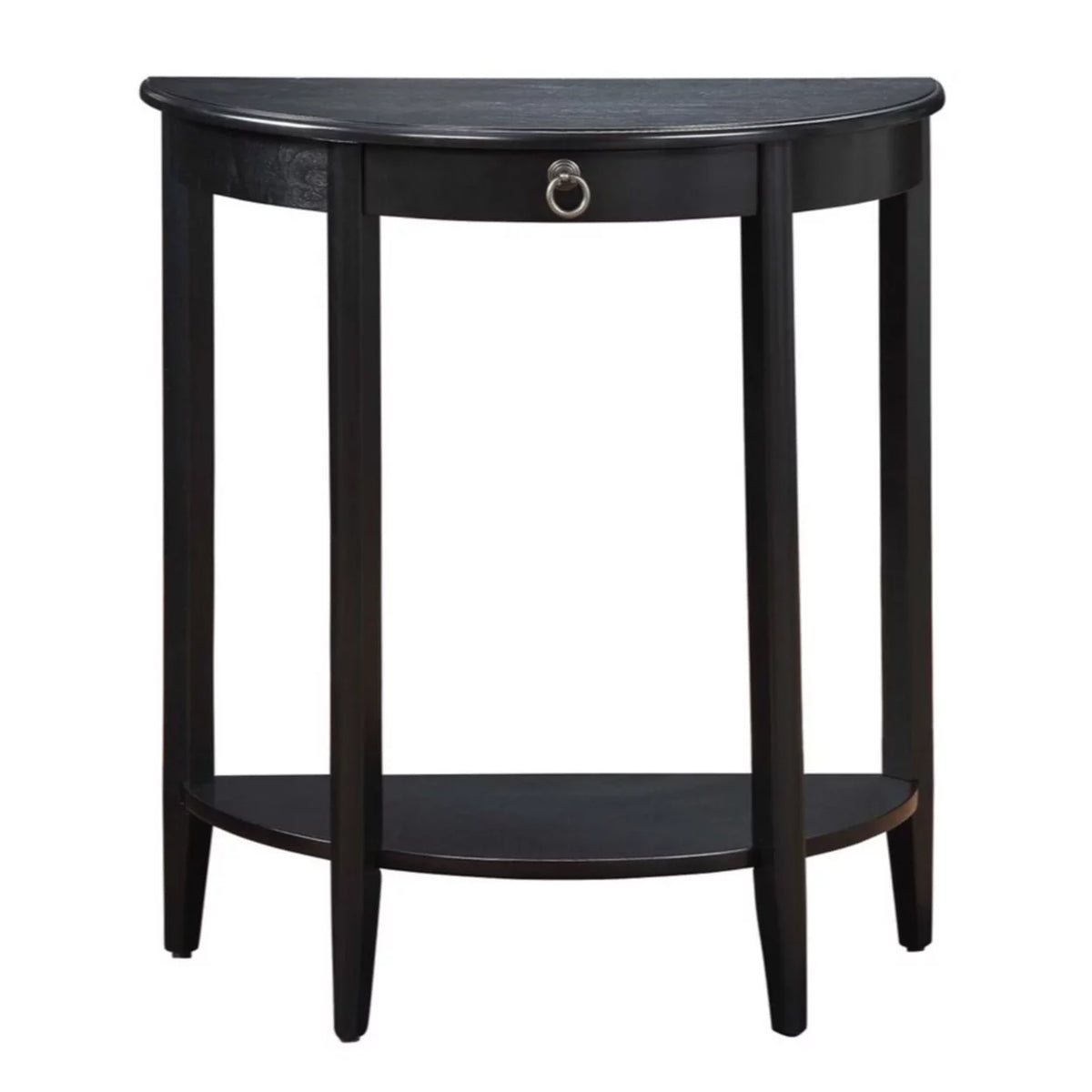 Black Wood Half Moon Console Table with Drawer K420