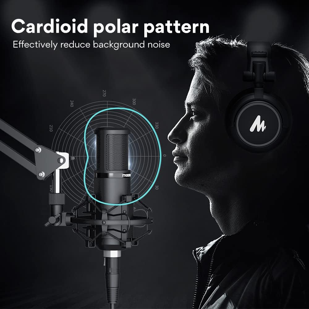 XLR Condenser Microphone Kit, Cardioid Studio Condenser Recording Mic, Pack of 2 W830442
