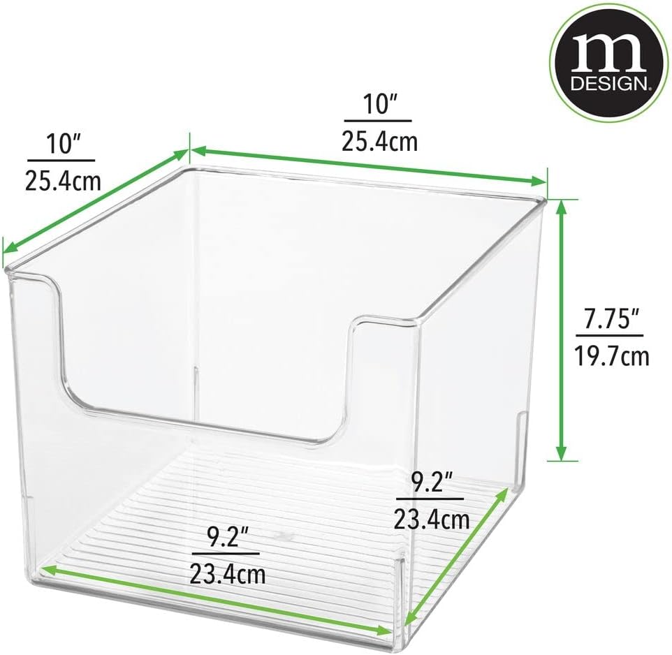 Clear Plastic Open Front Storage Organizer Basket Bin, 8 Pack B25506