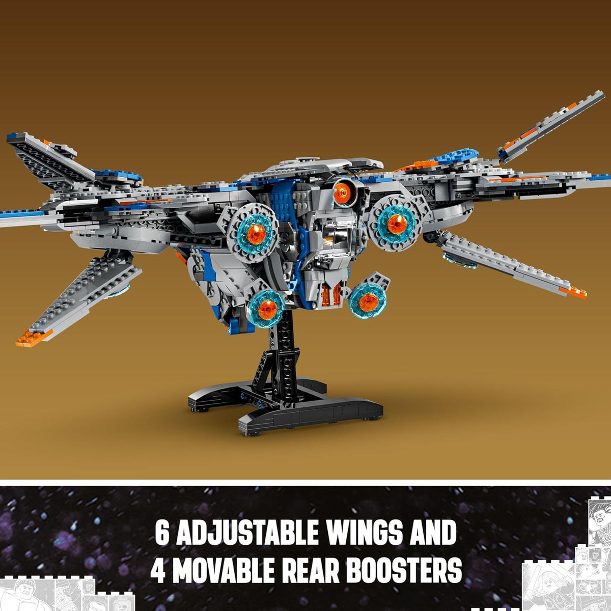 Buildable Starship Toy with 4 Super Hero Minifigures W698