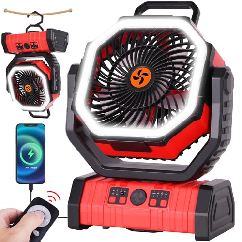 20000mAh Rechargeable Portable Camping Fan with LED Light O9555