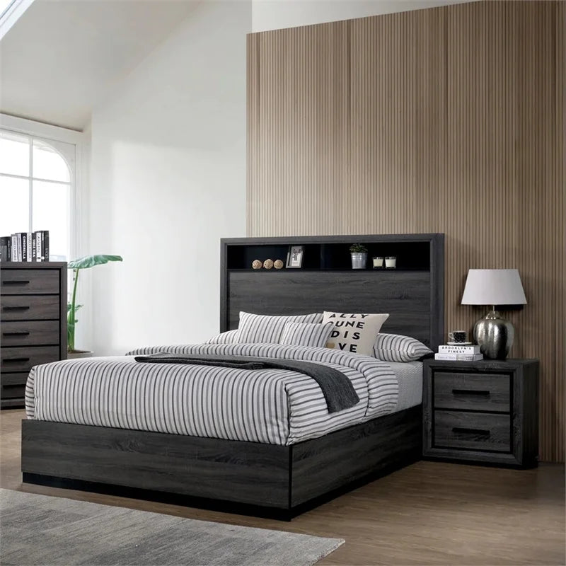 Gray Wood 3-Piece Bedroom Set Cal King W365898