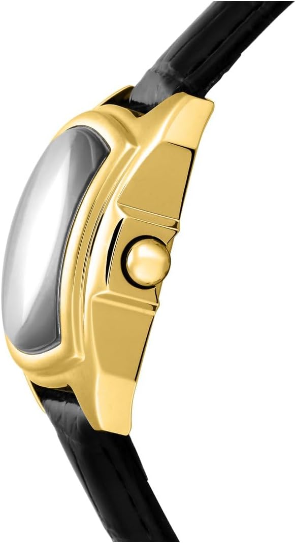 White Mother-Of-Pearl Dial Black Patent Leather Watch C491