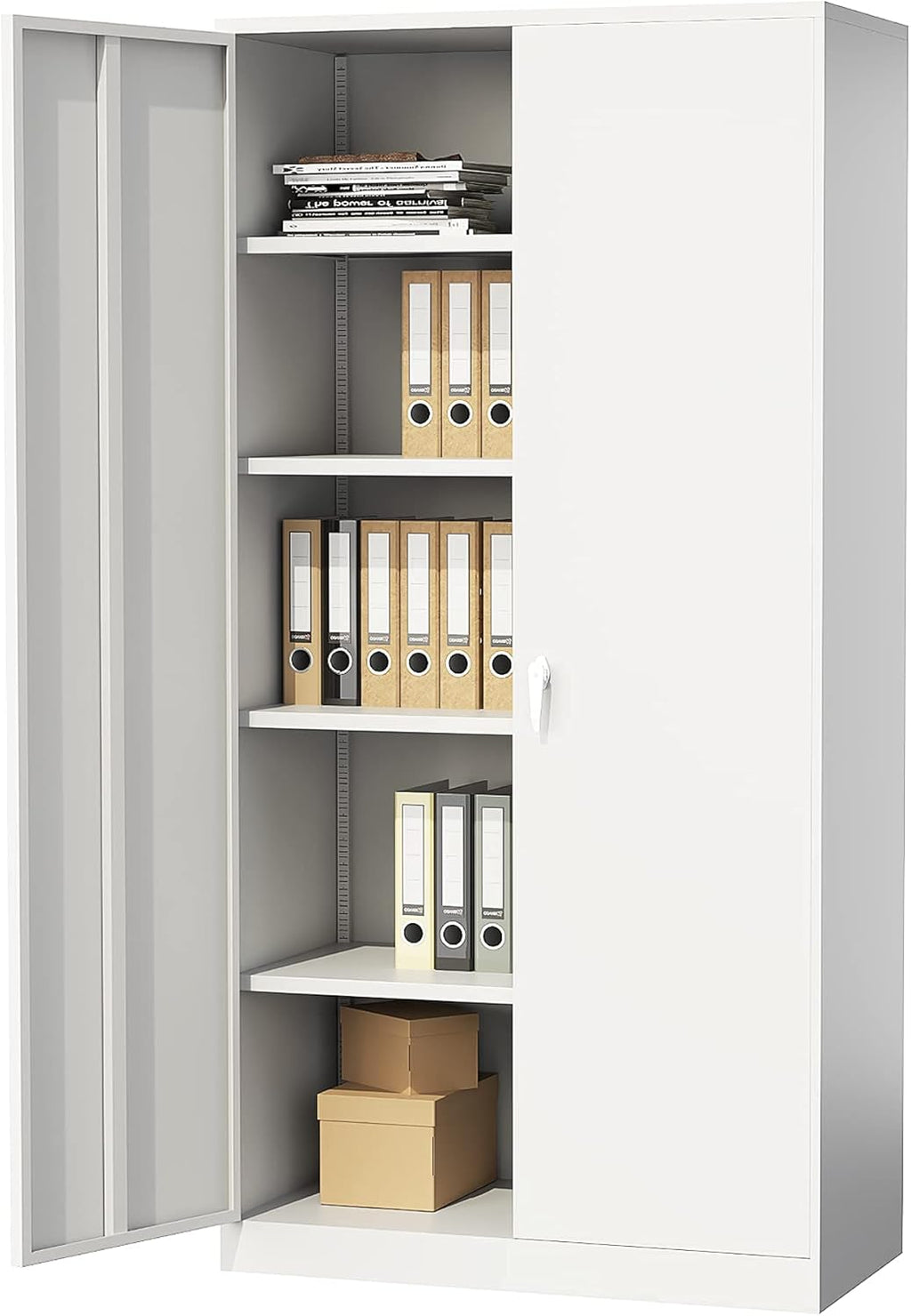 Black Steel Storage Cabinet with Locking Door and 4 Adjustable Shelves P1177