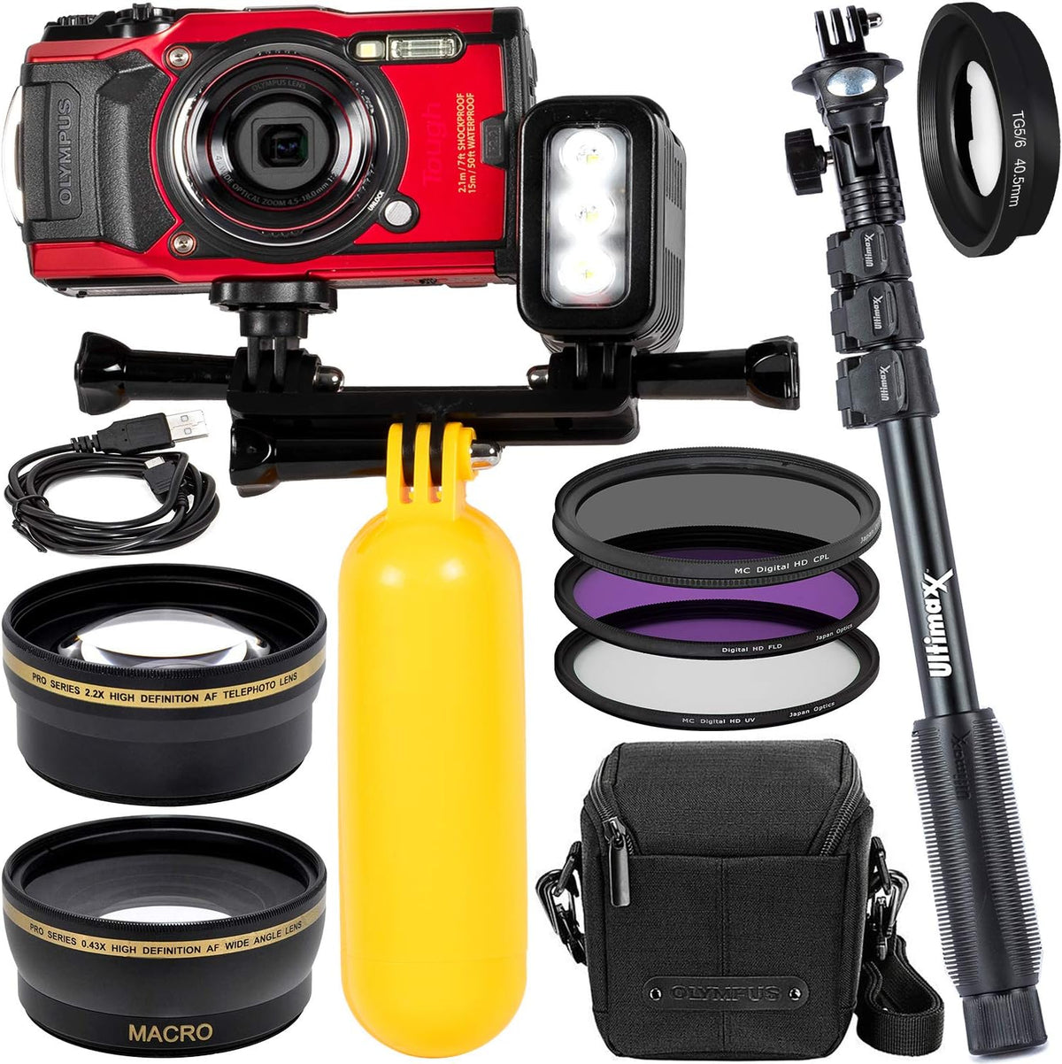 Red Digital Camera with Underwater LED Light and Carrying Case T48269