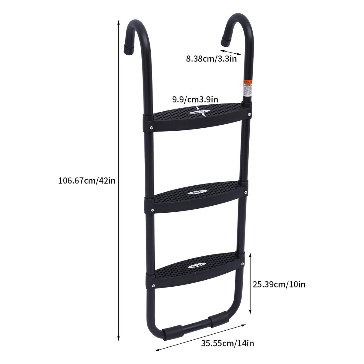 Black 3 Steps Steel Trampoline Ladder H5391