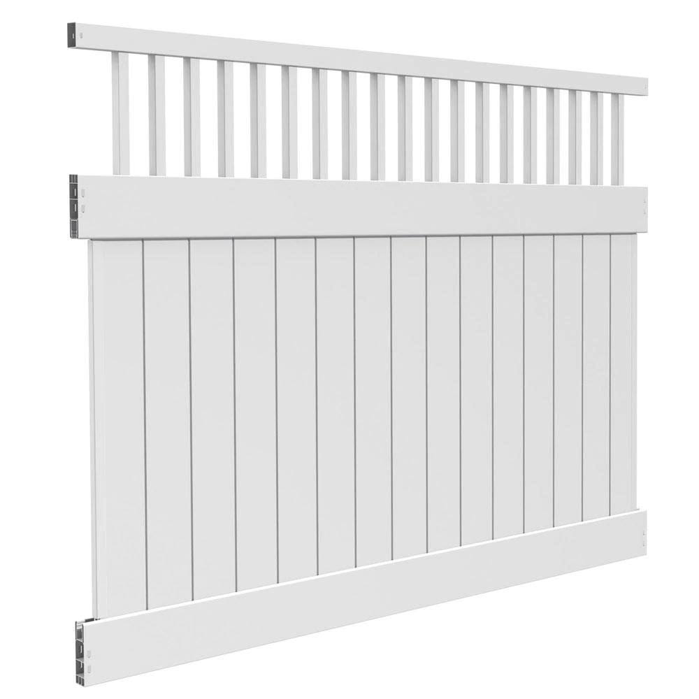 White Vinyl Closed Picket Top Fence Panel N63747