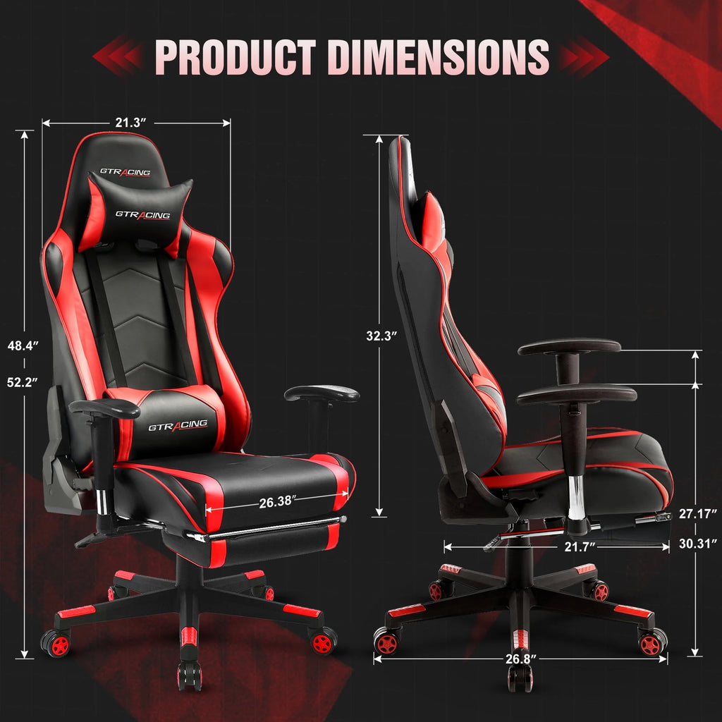 Red PU Leather Gaming Chair with Footrest N1063