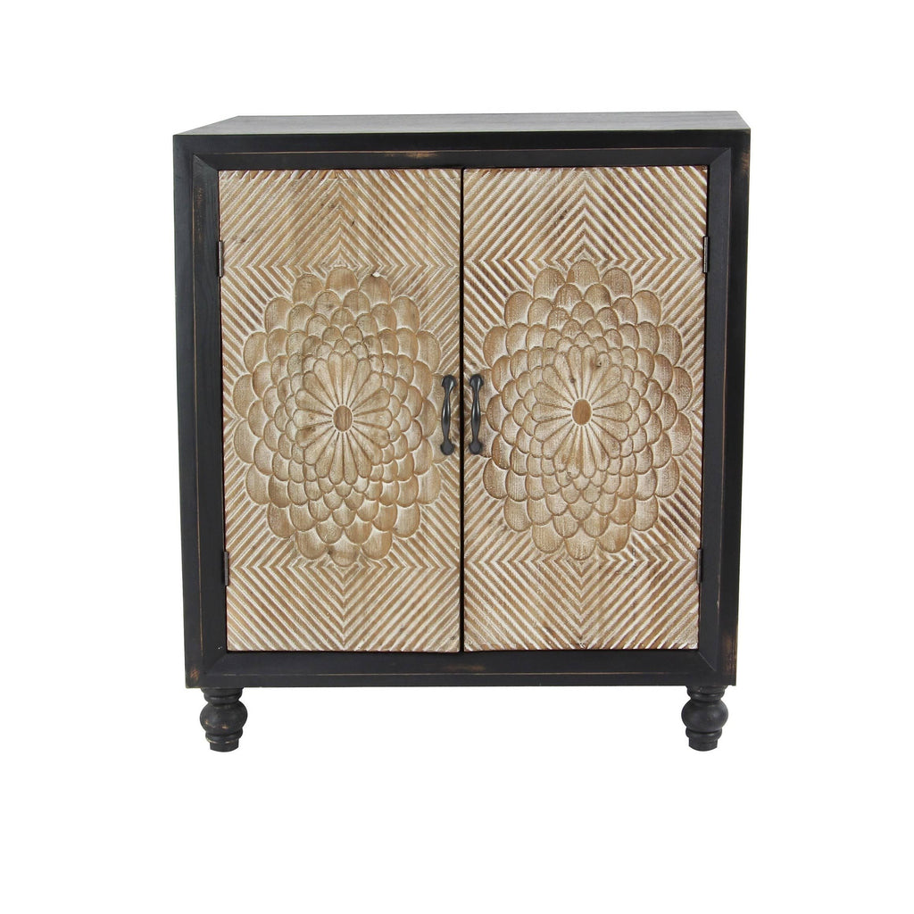 Black Wood and Metal Two-Door Cabinet U880