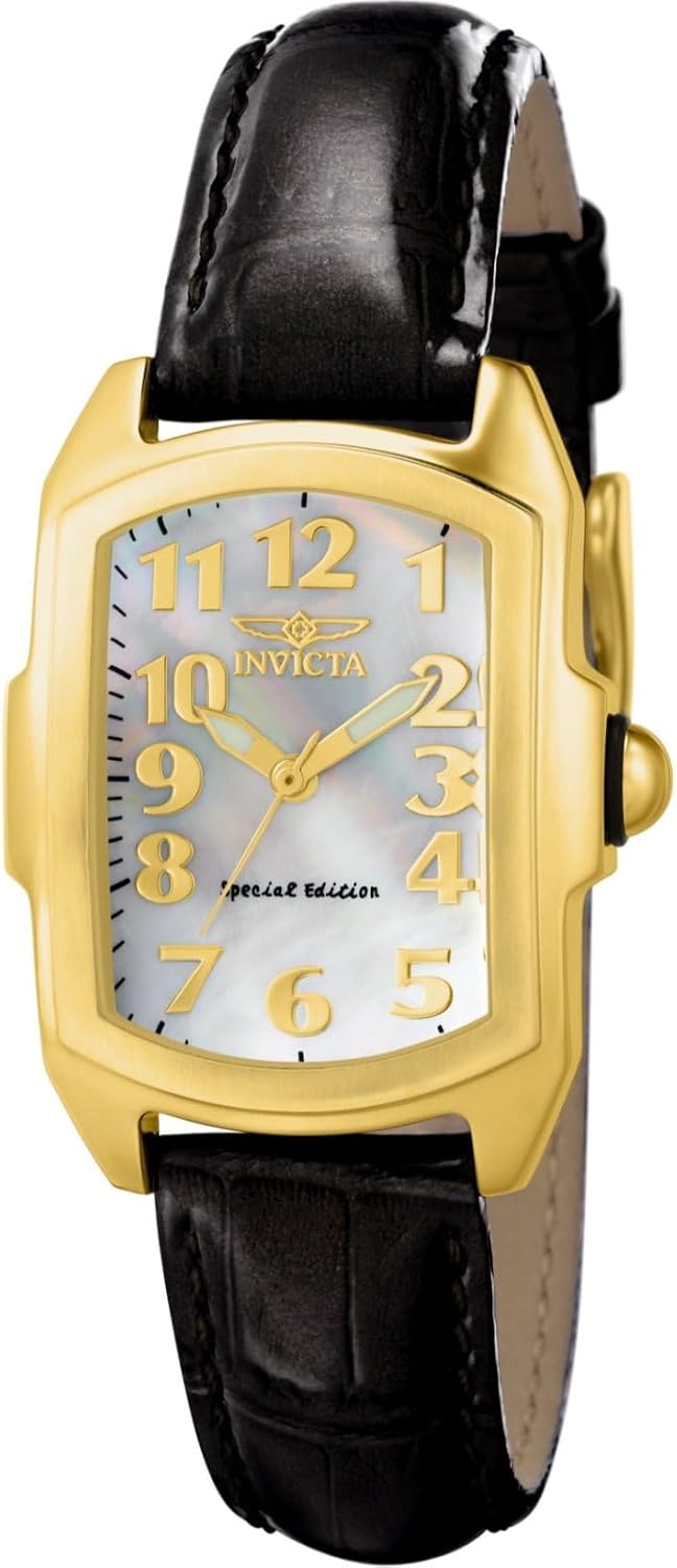 White Mother-Of-Pearl Dial Black Patent Leather Watch C491