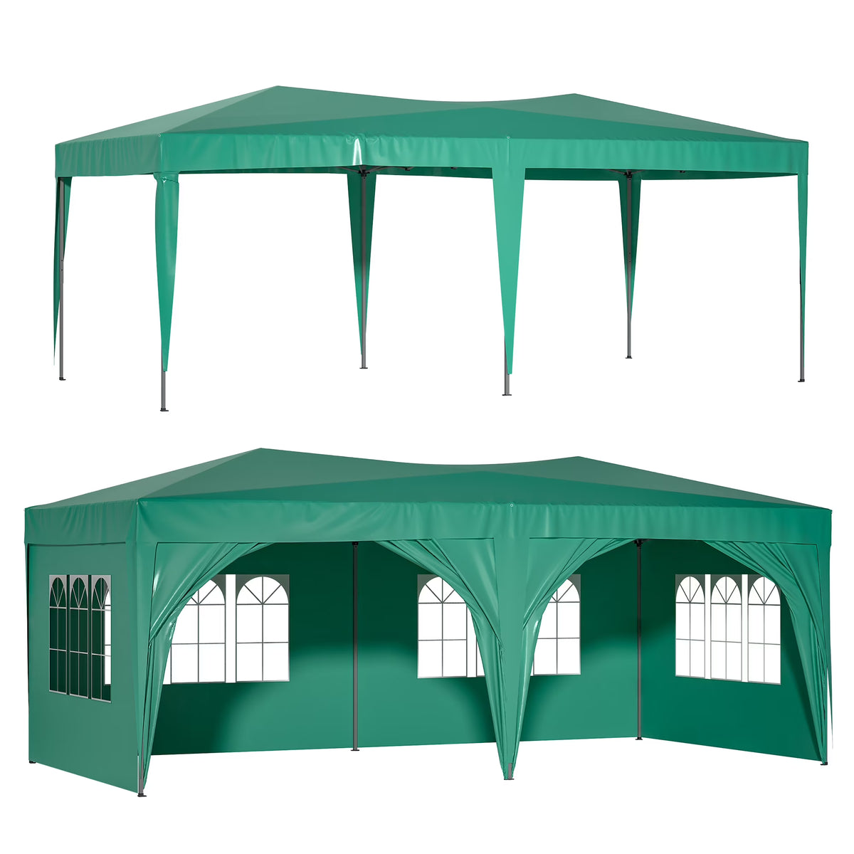10'x20' Pop up Canopy Tent with 6 Sidewalls, Green T218
