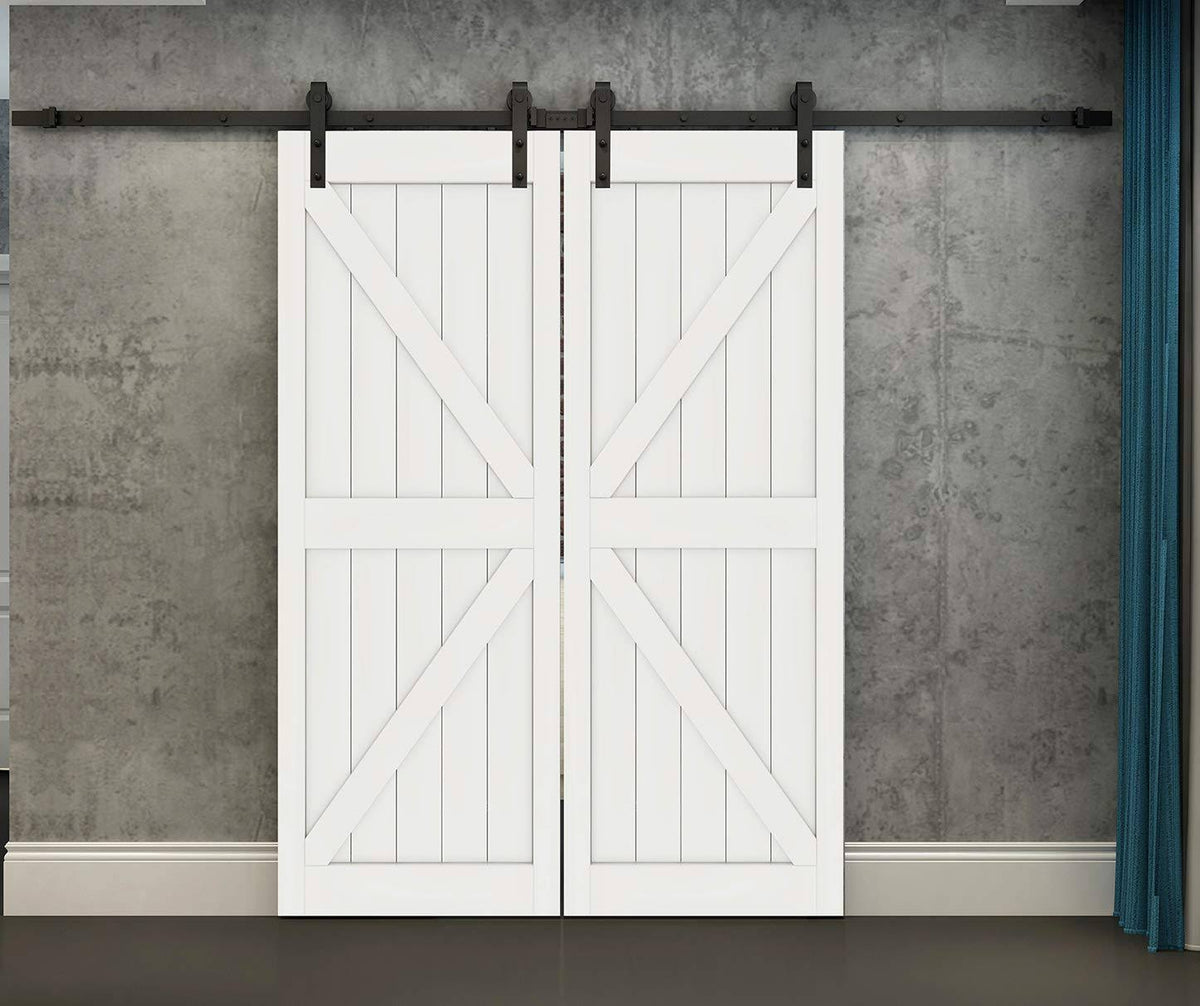 16ft Rustic Black Sliding Barn Door Hardware Kit L8067