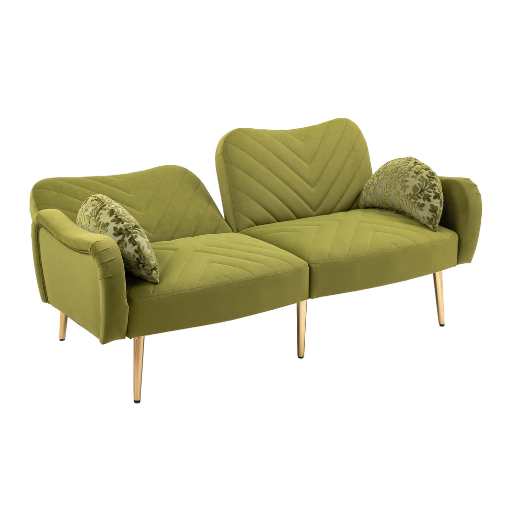 Velvet Love Seats Sofa with 2 Bolster Pillows E20747
