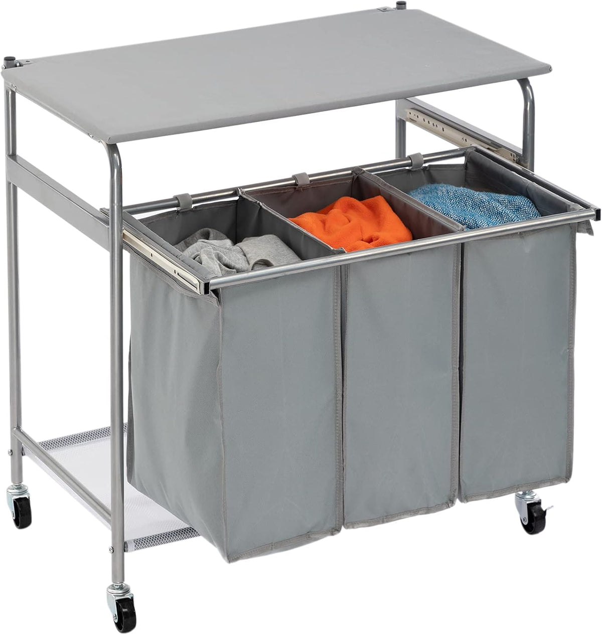 3-Bag Laundry Sorter Cart with Wheels Black B89880