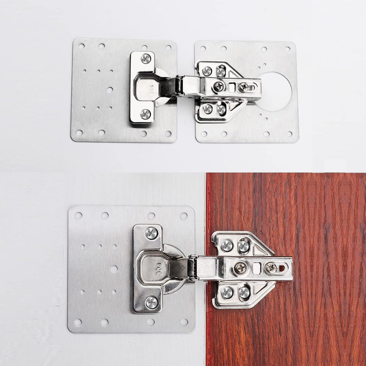 16pack Stainless Steel Cabinet Hinge Repair Plate kit with Mounting Screws U49379