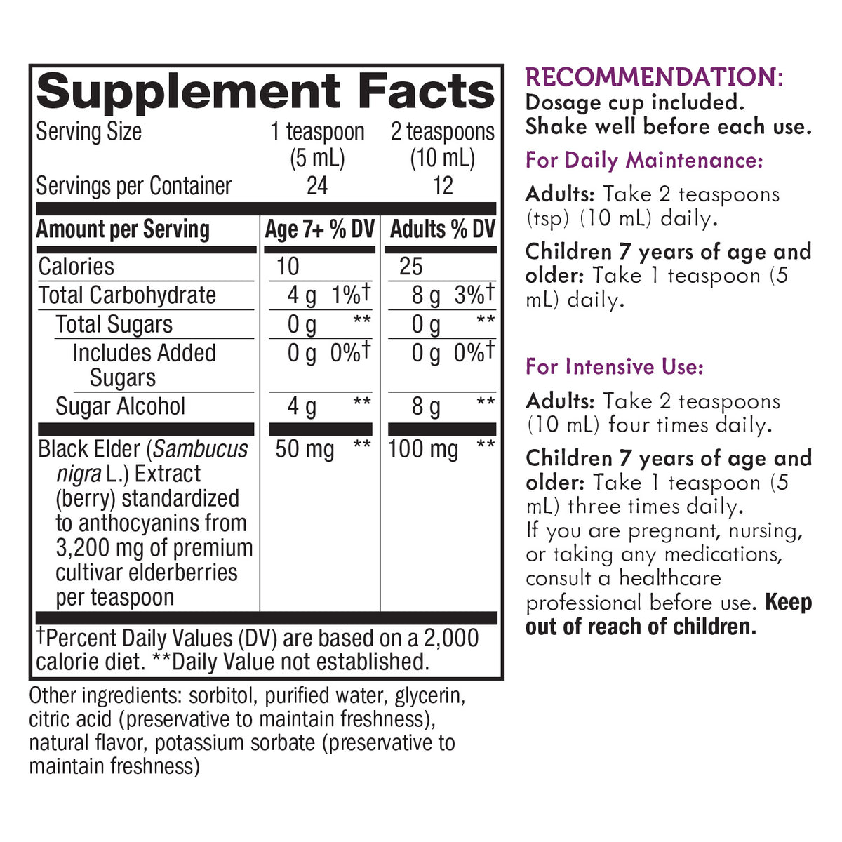 Sugar-Free Elderberry Syrup, 4 fl oz L893962