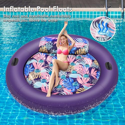 73" x 73" Inflatable Pool Float with Removable Pillow & Handles Y897870