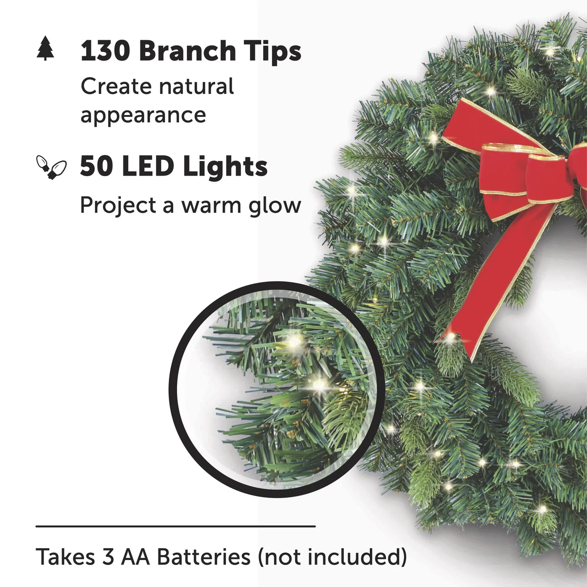 24” Pre-lit Christmas Wreath H108551