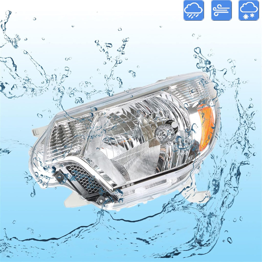 Chrome Housing Headlight Assembly with Amber Reflector for 2012-2015 Toyota Tacoma O7858